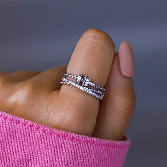 Diamond Bead Fidget Ring Adjustable - Silver – My Sensory Space