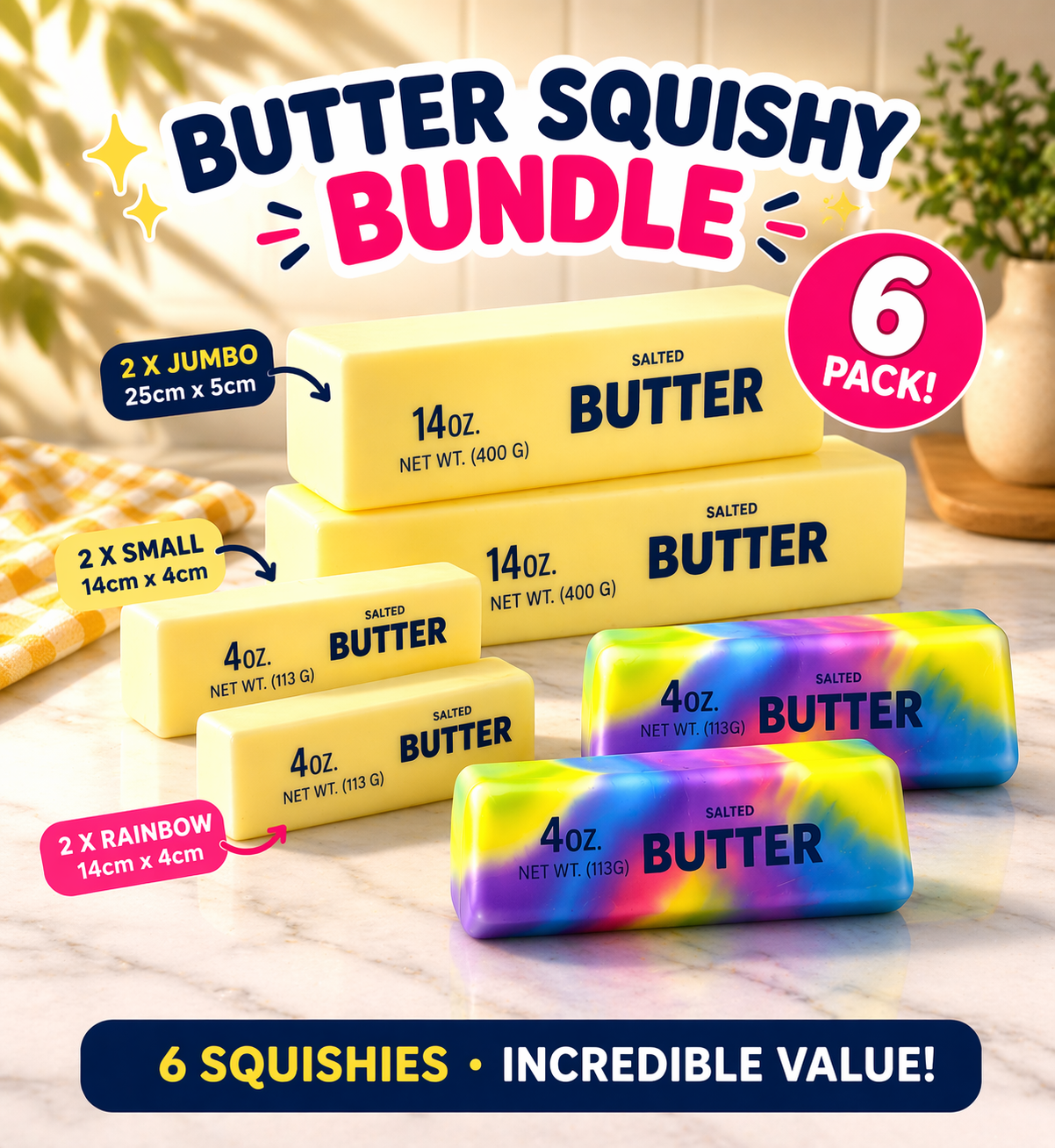 Slow Rising Butter Stick Value Bundle 6 Pack
