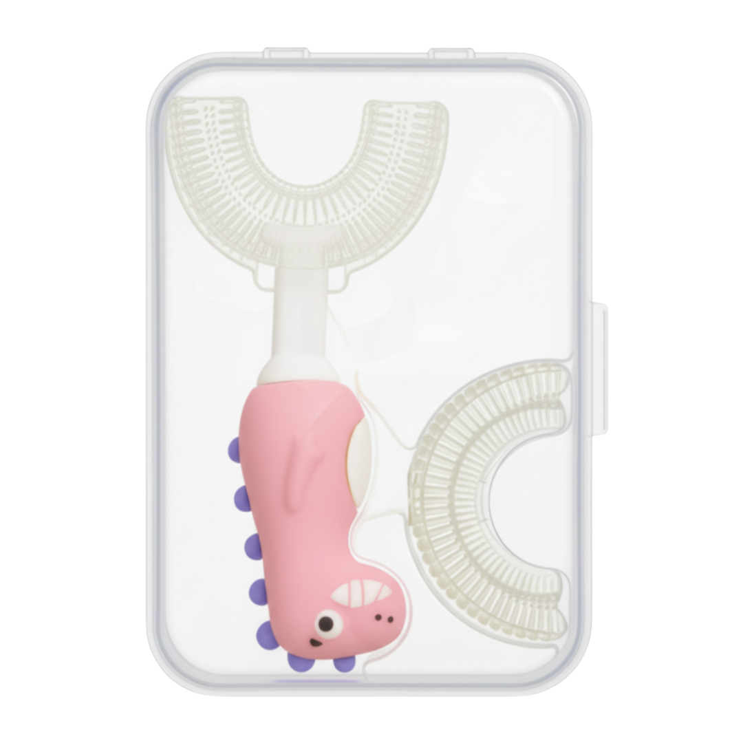 Cheeky Dinosaur U-Shaped Toothbrush Child Pink