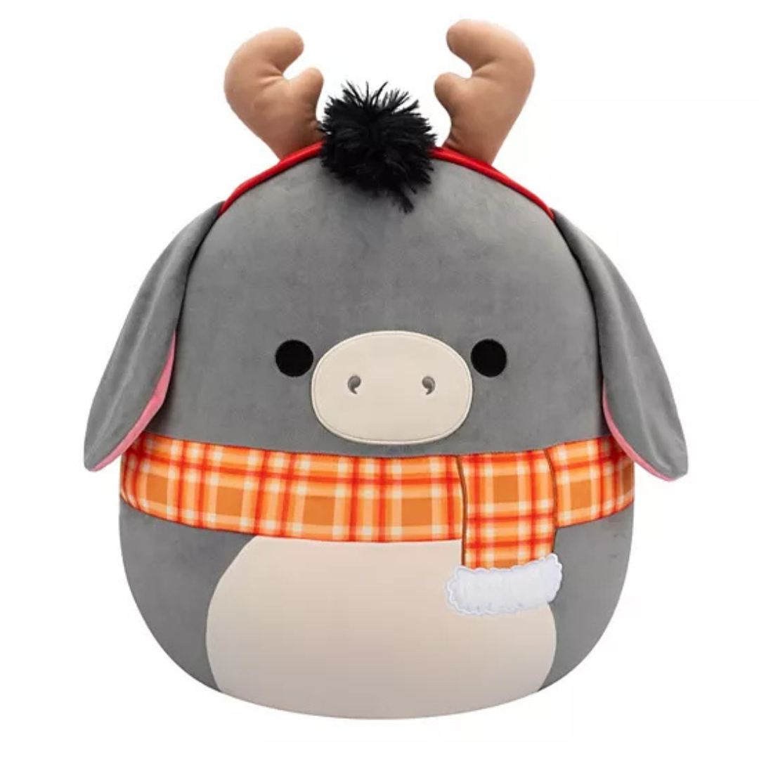 Christmas Squishmallows 20cm - Grey Donkey with Scarf