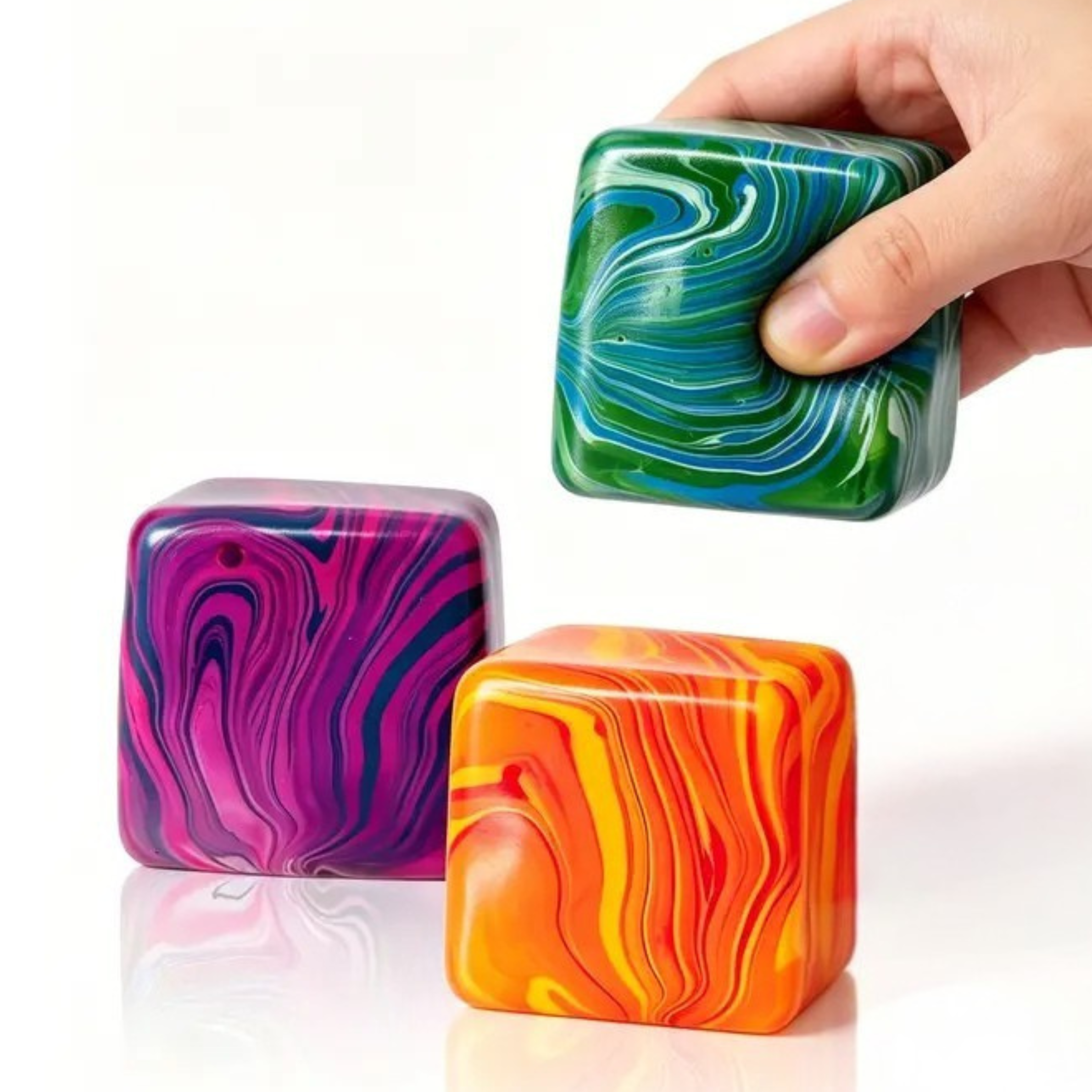 Jelly Cube Squishy - Swirl Cube 3 Pack