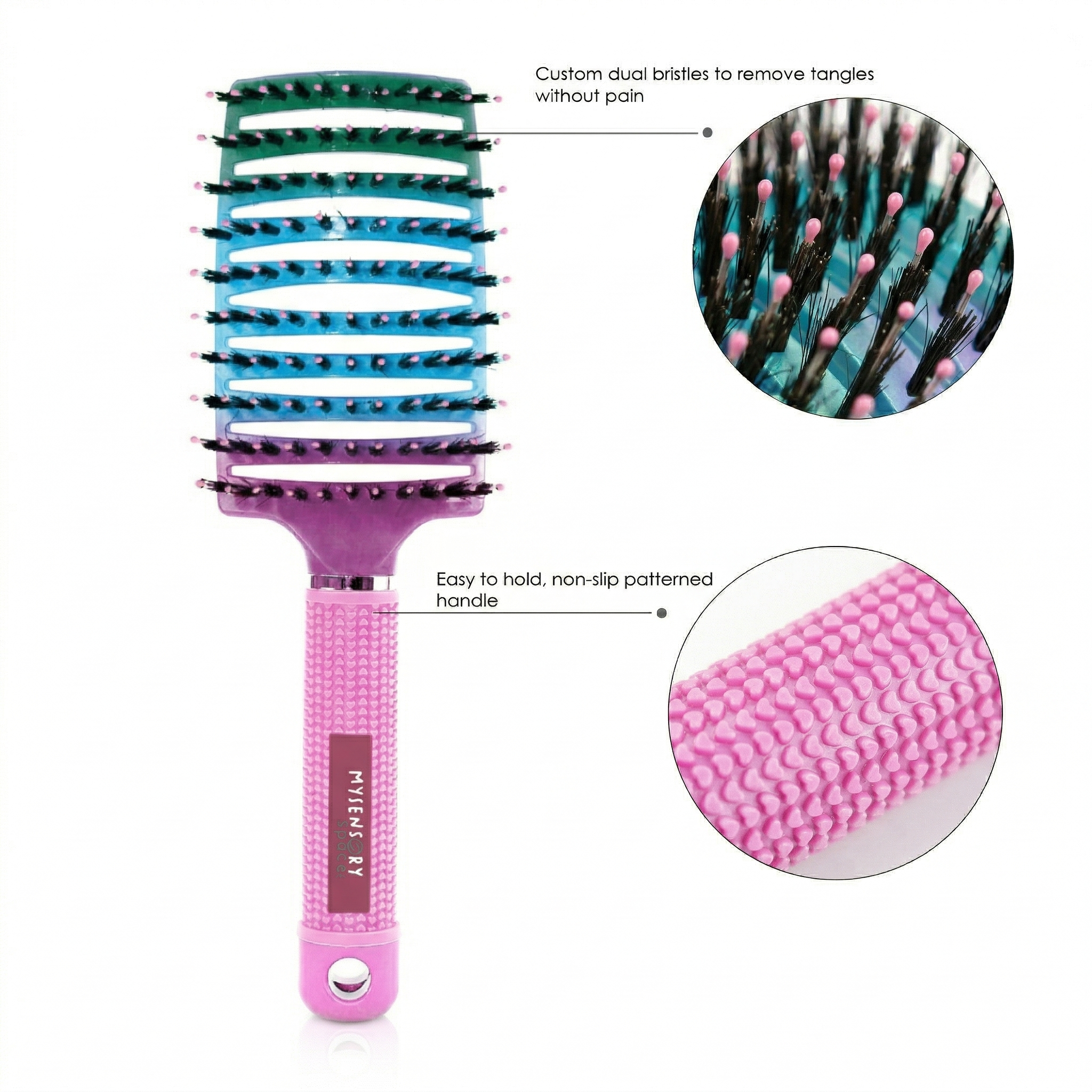 Mermaid Rose sensory detangling hairbrush for children with sensory processing disorder