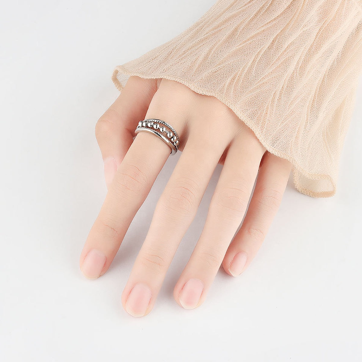 Stacked Silver Fidget Ring Adjustable – My Sensory Space