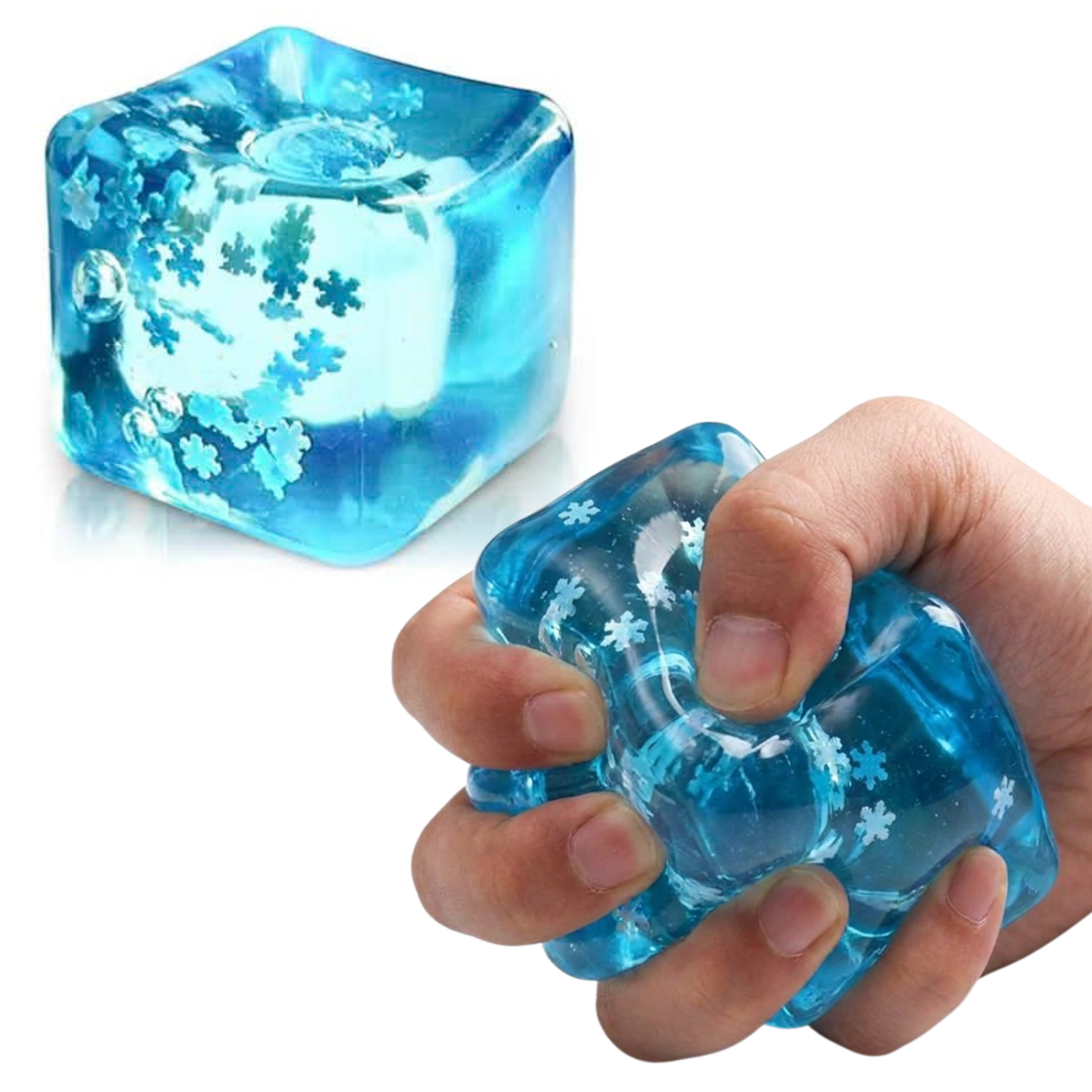 Jelly Cube Squishy - Blue Snowflake