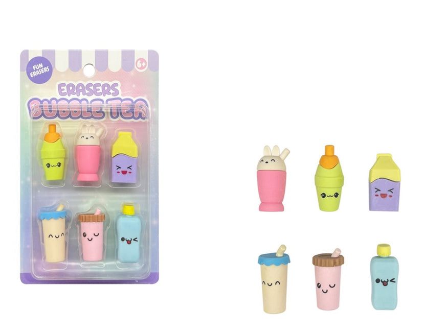 Bubble Tea Erasers Set - 6 Pack