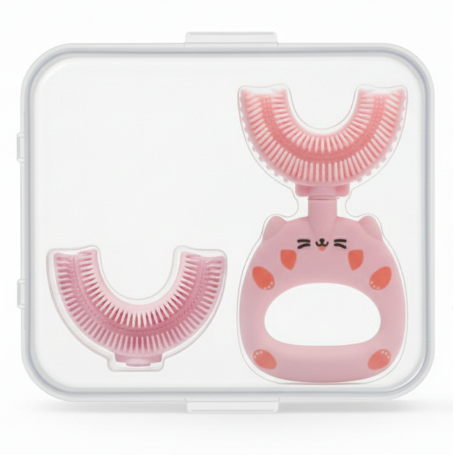 Cat U-Shaped Toothbrush - Toddler Pink