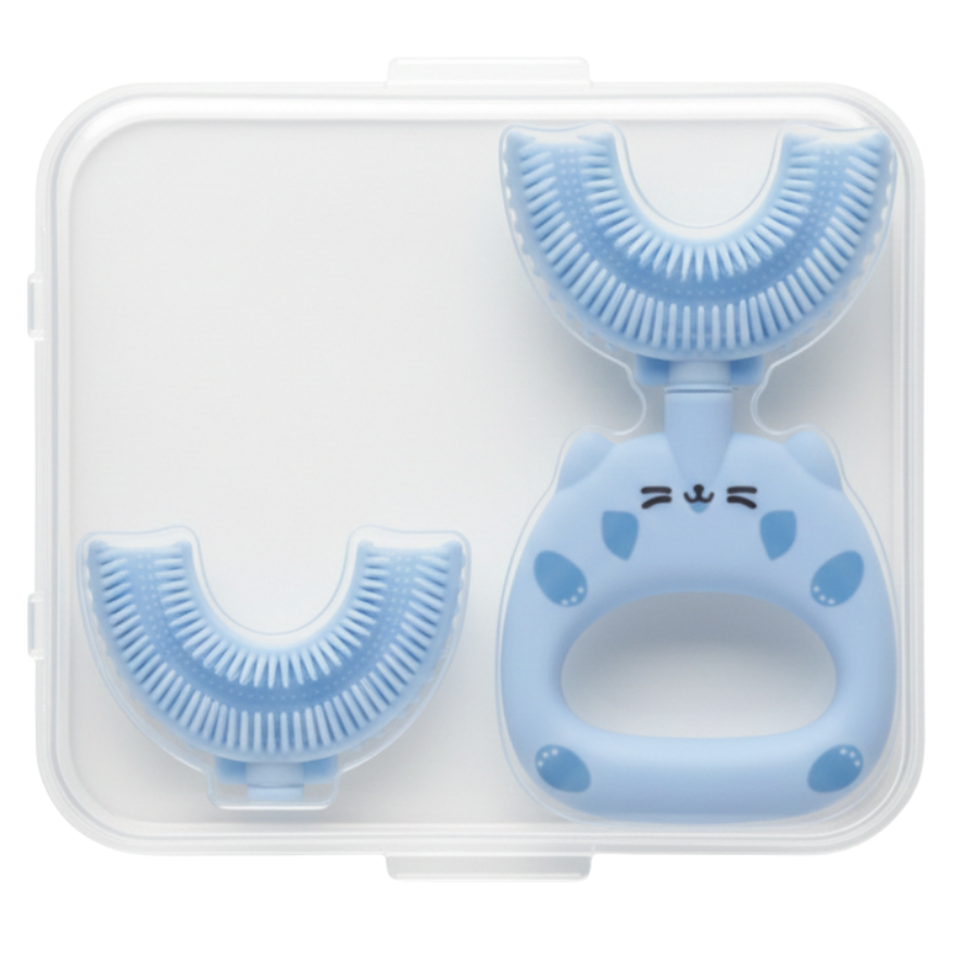 Cat U-Shaped Toothbrush - Toddler Blue