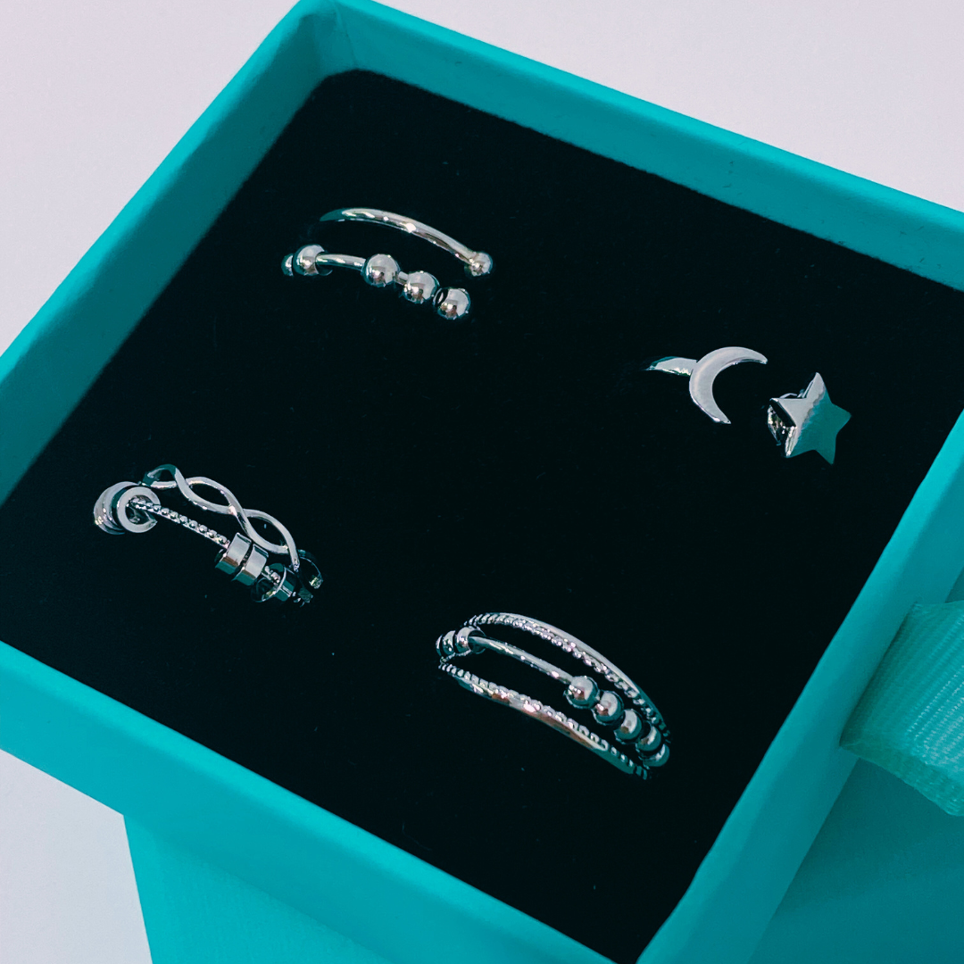 Silver Sensory Fidget Rings 4 Pack - Adjustable – My Sensory Space