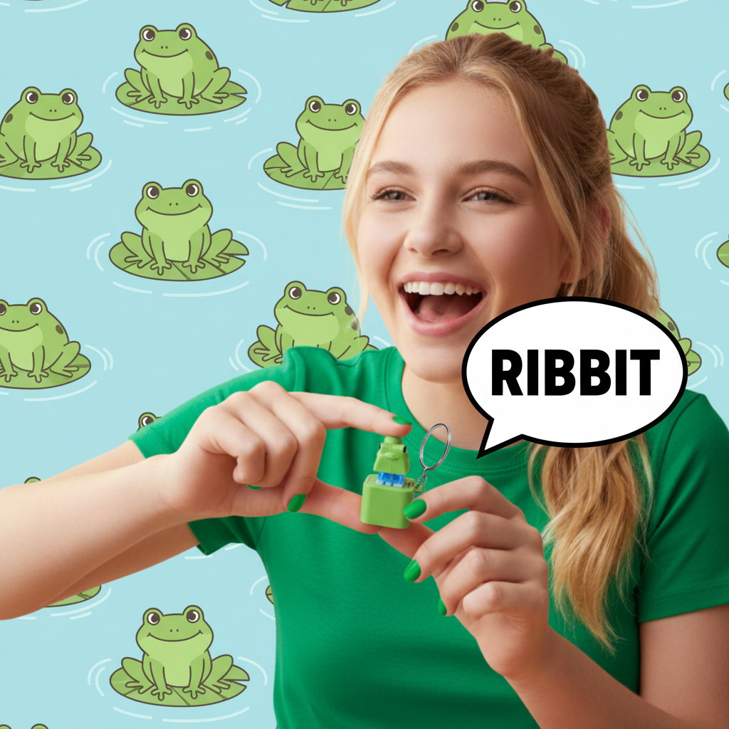 2x Ribbit Sound Frog Fidget Keychain